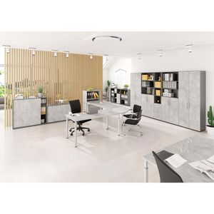 Produktbild für Schreibtisch Hammerbacher Y-Serie, lichtgrau / silber