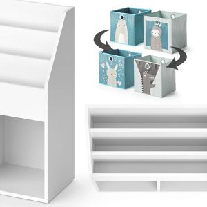 Produktbild für Bücherregal Vicco Luigi, weiß, mit 2 Faltboxen