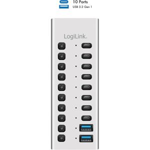 Produktbild für USB-Hub LogiLink UA0448, silber, mit Netzteil
