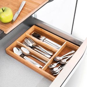 Produktbild für Besteckkasten Relaxdays 10018886, braun, aus Bambus