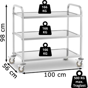 Produktbild für Servierwagen Royal-Catering RCSW-3, silber, aus Edelstahl