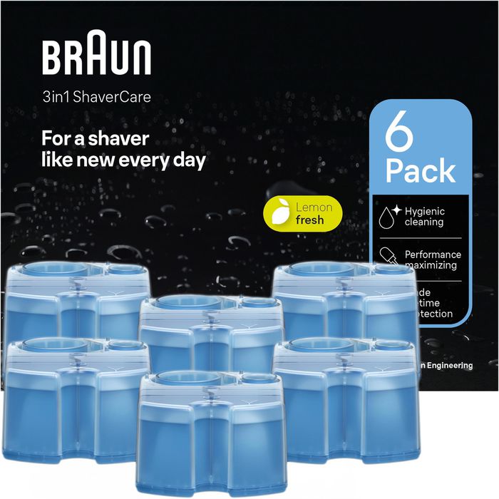 Braun Reinigungskartuschen 3in1 ShaverCare CCR 6, für Braun Reinigungsstation Series 3 bis 9, 6 Stück – Böttcher AG