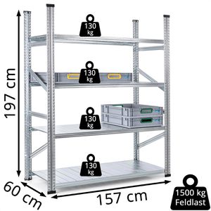 Produktbild für Weitspannregal GEWE 615G4R, 4 Metallböden