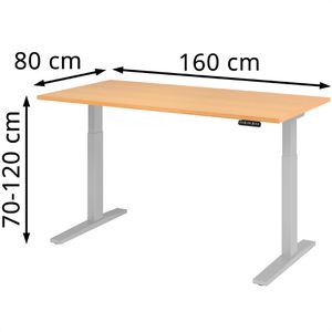 Produktbild für Schreibtisch Hammerbacher XMKA 16, buche / silber