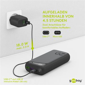 Produktbild für Powerbank Goobay 53939 QC 3.0, 20000mAh