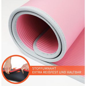 Produktbild für Yogamatte DH-FitLife mit Tragegurt, pink/grau, 1 cm stark