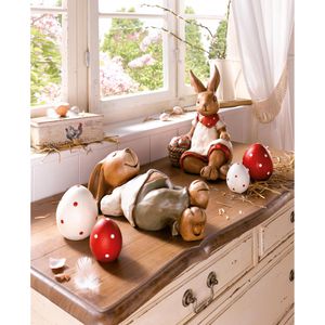 Produktbild für Osterdeko Frank-Flechtwaren Pünktchen, rot / weiß, 4 Stück