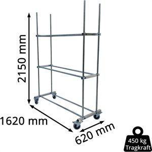 Produktbild für Reifenwagen Bertele Basic, aus Metall, silber, für 18 Reifen