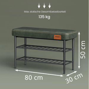Produktbild für Schuhbank Vasagle EKHO, schwarz / grün, aus Metall