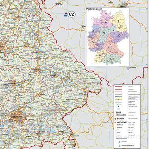 Produktbild für Deutschlandkarte Franken KA300D, Straßenkarte, mit Alurahmen