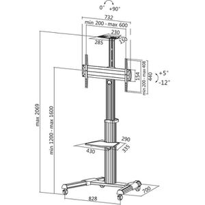 Produktbild für TV-Ständer LogiLink BP0025, Ablage &amp; Rollen, silber, Metall