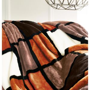 Produktbild für Kuscheldecke Gözze Antigua Cashmere Feeling, Zimt/schwarz/weiß