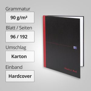 Produktbild für Notizbuch Oxford 400047606 Black n Red, Karton Hardcover