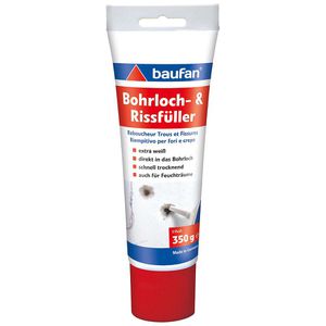 Baufan Spachtelmasse 101421 Bohrloch- und Rissfüller, weiß, für Wände, Innenbereich, 350g