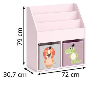 Produktbild für Bücherregal Vicco Luigi, rosa, mit 2 Faltboxen