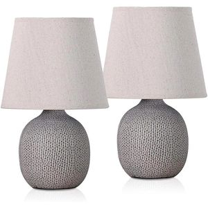 Produktbild für Tischlampe BRUBAKER grau mit E14-Fassung