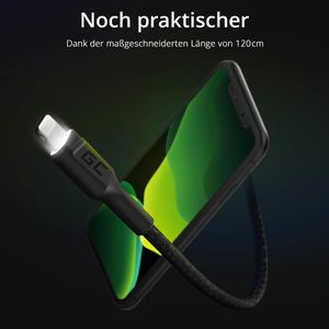 Produktbild für Ladekabel Green-Cell GC Ray LED, schwarz, 1,2m