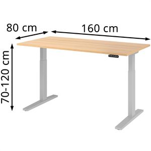 Produktbild für Schreibtisch Hammerbacher XMKA 16, eiche / silber