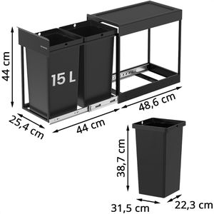 Produktbild für Einbaumülleimer Songmics LTB950B01
