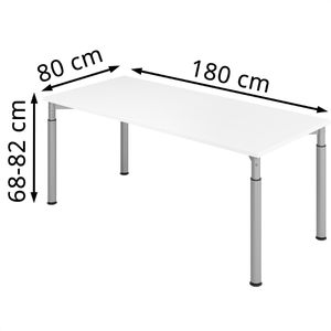 Produktbild für Schreibtisch Hammerbacher Y-Serie, weiß / silber