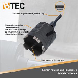 Produktbild für Bohrkrone BTEC Diamant Dosensenker, SDS+