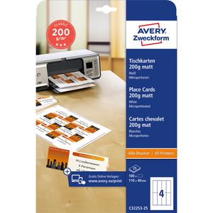 Produktbild für Tischkarten Zweckform C32253-25, weiß, blanko