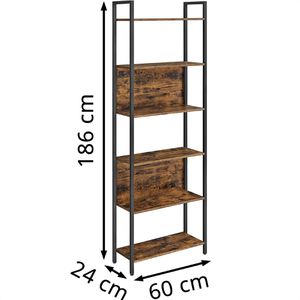 Produktbild für Bücherregal Vasagle LLS113B01, schwarz / vintage braun
