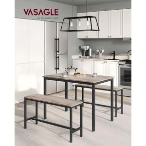 Produktbild für Esstisch Vasagle KDT070B02, graubraun, 3-teilig