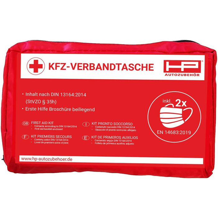 KFZ-Verbandtasche DIN 13164 - Verbandskasten schwarz mit 2x FFP2