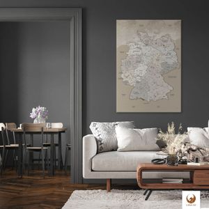 Produktbild für Deutschlandkarte Lana-KK Beige, Postleitzahlen, mit Holzrahmen