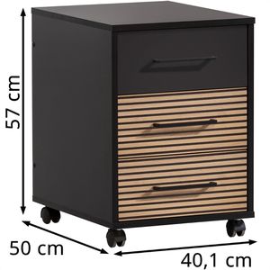 Produktbild für Rollcontainer Möbelpartner Hank, aus Holz, eiche / schwarz