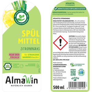 Produktbild für Spülmittel AlmaWin Zitronengras, mikroplastikfrei, Konzentrat