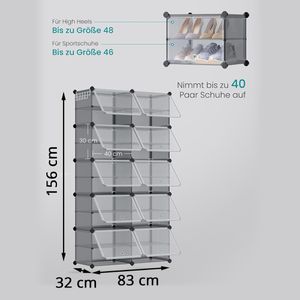 Produktbild für Schuhregal Songmics LPC035G01, aus Kunststoff