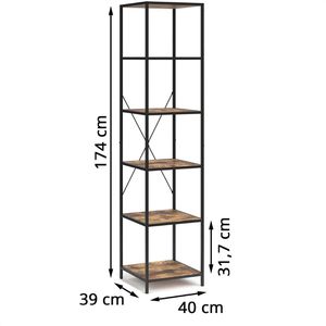 Produktbild für Bücherregal Vicco Fyrk, schwarz / dunkelbraun