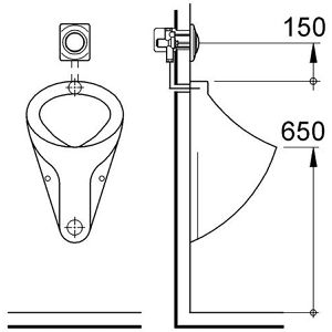 Produktbild für Betätigungsplatte GROHE Urinal Surf 37018P00, verchromt matt