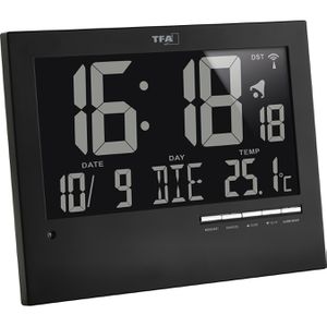 Wanduhr TFA 60.4508, Kunststoff, beleuchtet, digital, Funkuhr