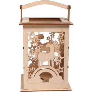 Produktbild für Laterne Rayher 62892505, Holzlaterne Einhorn, braun, indoor