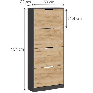 Produktbild für Schuhschrank Vicco Luca, anthrazit / eiche