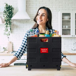 Produktbild für Einkaufstrolley Relaxdays mit Deckel, schwarz / gelb, klappbar