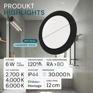 Produktbild für LED-Einbaustrahler Luxula LX300150, warm- bis kaltweiß