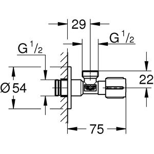 Produktbild für Eckventil GROHE 22043000, aus Messing, selbstdichtend
