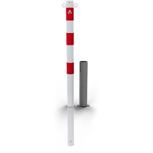 Absperrpfosten Schake 460HB/2, 2 Ösen, rot/weiß, aus Metall