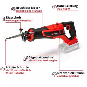 Produktbild für Säbelsäge Einhell-Professional TP-AP 18/28 Li BL - Solo, Akku
