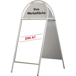 Update-Displays Kundenstopper Magnetic Iron DIN A1, 25 mm Stahlrohr weiß,  Magnetfolien, mit Topschild – Böttcher AG