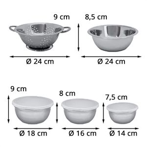 Produktbild für Schüssel Relaxdays 10019118, Set mit Deckel und Sieb, 5-teilig