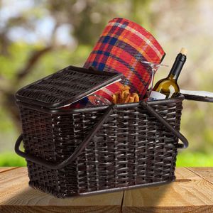Produktbild für Einkaufskorb Relaxdays 10024176 Picknickkorb, dunkelbraun