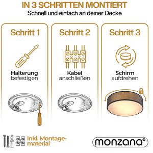 Produktbild für Deckenleuchte Monzana 109124, grau, E27-Fassung