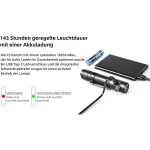 Produktbild für Taschenlampe Wuben C3, LED, aufladbar