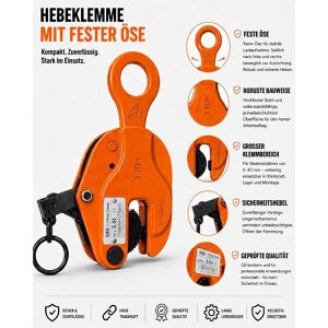 Produktbild für Hebeklemme SAS mit Trag- und Greifring, bis 3000 kg