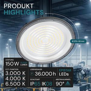 Produktbild für LED-Hallenstrahler Luxula LX500146, 15.000 Lumen